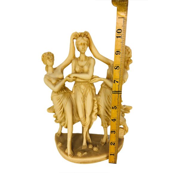 Vintage Three Dancing Muses Alfonso Lucchesi Alabaster Graces Ladies Sculpture - Picture 6 of 8